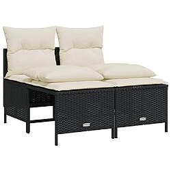 vidaXL Salon de jardin 4 pcs avec coussins noir résine tressée