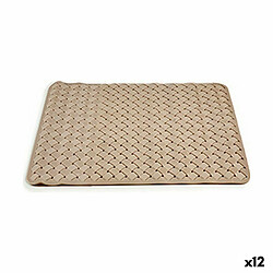 Berilo Tapis de bain Tressé Beige PVC (0,03 x 50 x 50 cm) (12 Unités)