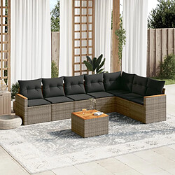 vidaXL Salon de jardin 8 pcs avec coussins gris résine tressée