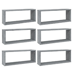 vidaXL Étagères murales cube 6 pcs Sonoma gris 60x15x23 cm Bois