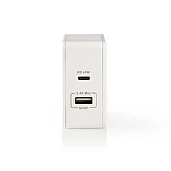 Avis NEDIS Chargeur 3.0 45W rapide PD3.0 45W 1x 2.4 A / 1x 3.0 A 2 X USB-A / USB-C™ 57 W Sélection Automatique de la Tension