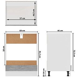 vidaXL Armoire à four Gris béton 60x46x81,5 cm Bois d’ingénierie pas cher