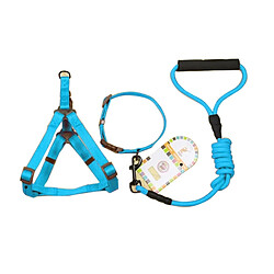 Wewoo Pour chien + Harnais + bleu Laisse Trois ensembles, S, Taille de poitrine: 34-50cm, Col du col: 24-35cm, Poids de l'animal: 8kg Dessous Collier