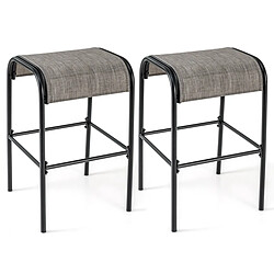 Helloshop26 Ensemble de 2 tabourets de bar tabourets bistrot en métal haut de 76 cm siège en tissu incurvé cadre en métal robuste café 20_0008464 