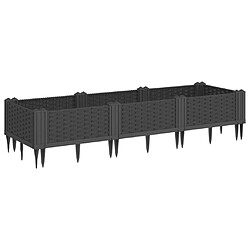 Acheter vidaXL Jardinière avec piquets noir 125x40x28,5 cm PP