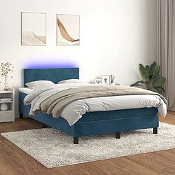 vidaXL Sommier à lattes de lit avec matelas LED Bleu foncé 120x200 cm