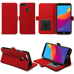 Xeptio Huawei Honor 7C 4G : Housse Portefeuille luxe rouge Style Cuir avec stand - Etui coque de protection Honor 7C avec porte cartes (smartphone 2018) - Accessoires pochette Exceptional case