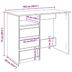 vidaXL Bureau chêne artisanal 102x50x75 cm bois d'ingénierie pas cher