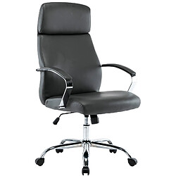 Decoshop26 Fauteuil de bureau avec mécanisme d'inclinaison accoudoirs pivotant en PVC gris et métal chromé 10_0002494