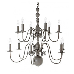 Lumière Chandelier sans abats jours Bologna Gris 12 ampoules 85cm