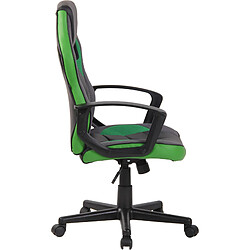 Decoshop26 Fauteuil de bureau gaming chaise gamer sur roulettes en synthétique et maille noir et vert BUR10617