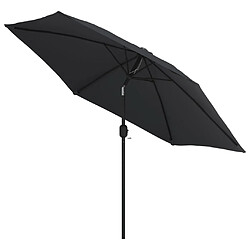 Avis vidaXL Parasol d'extérieur avec lumières LED et mât en acier Noir