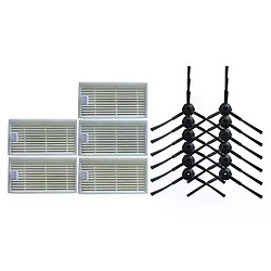 Kit de pièces pour aspirateur robot ilife V50 v55 V5s pro, 5 filtres HEPA + 12 brosses latérales