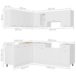 vidaXL Ensemble de meubles de cuisine 11 pcs Blanc Aggloméré pas cher
