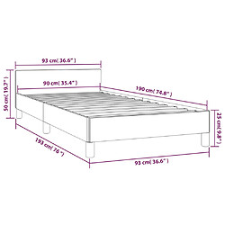 vidaXL Cadre de lit et tête de lit sans matelas noir 90x190 cm velours pas cher