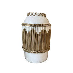 Vase Romimex Blanc Naturel Céramique Fibre naturelle 27 x 40 x 27 cm