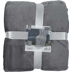 The Home Deco Factory Plaid en flanelle et sherpa XXL 140x200 cm gris foncé.