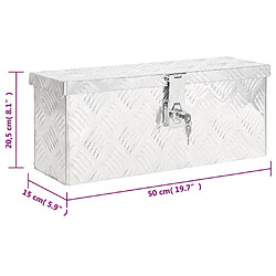 vidaXL Boîte de rangement Argenté 50x15x20,5 cm Aluminium pas cher