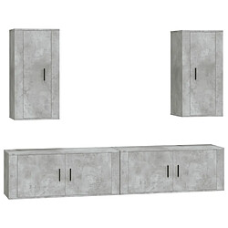 vidaXL Ensemble de meubles TV 4 pcs Gris béton Bois d'ingénierie