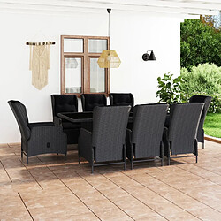 Maison Chic Mobilier à dîner 9 pcs et coussins- Ensemble table et chaises d'extérieur - Salon/Mobilier de jardin classique Résine tressée Gris foncé -MN81596