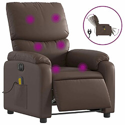 Maison Chic Fauteuil Relax pour salon, Fauteuil de massage inclinable électrique marron similicuir -GKD69709