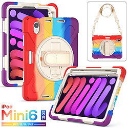 Coque en TPU + silicone avec béquille pivotantes à 360° et bandoulière coloré/rouge pour votre Apple iPad mini (2021)