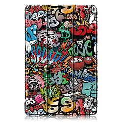 Etui en PU motif imprimé tri-pliure avec support motif de graffiti pour votre Samsung Galaxy Tab S5e SM-T720/SM-T725