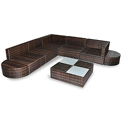 Acheter Maison Chic Salon de jardin 8 pcs + coussins - Mobilier/Meubles de jardin - Table et chaises d'extérieur Résine tressée Marron -MN50747