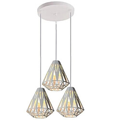 Stoex Lustre Suspension forme Diamant Abat-jour 25CM Luminaire E27 Blanc