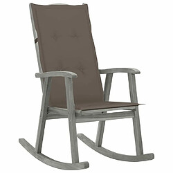 Maison Chic Chaise à bascule avec coussin | Fauteuil à bascule Rocking chairs Gris Bois d'acacia massif -GKD84149