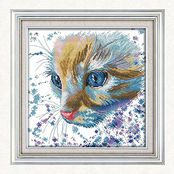 motif de chat aquarelle estampillé kit au point de croix bricolage 14ct 32x32cm