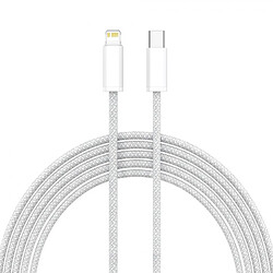 Cable Type-C Charge Rapide 3A Nylon Renforce Argent 1m Pour iPhone 8 / X / XR / 11 / 12 / 13 / SE 2022 Little Boutik®