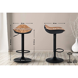 Acheter Decoshop26 Tabouret de bar x1 forme ergonomique en PVC couleur bois et pieds en métal noir 10_0004529