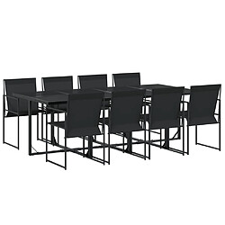 vidaXL Ensemble à manger de jardin 9 pcs noir textilène