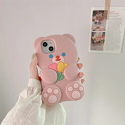 GUPBOO Étui pour iPhone13 Main tenant des fleurs ours mignon étui de téléphone portable en silicone anti-chute