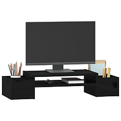 Avis vidaXL Support de moniteur Noir 70x27,5x15 cm Bois de pin solide