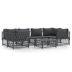 Maison Chic Salon de jardin 7 pcs + coussins - Mobilier/Meubles de jardin - Table et chaises d'extérieur anthracite acier -MN58979