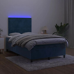 Acheter Maison Chic Lit adulte- Lit + matelas,Sommier à lattes de lit avec matelas LED Bleu foncé 120x200 cm -GKD49686