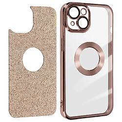 Avizar Coque pour iPhone 14 Paillette Amovible Silicone Gel Série Protecam Spark Rose