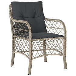 Acheter Maison Chic Lot de 2 Chaises de jardin coussins | chaises Relax gris clair résine tressée -GKD45479