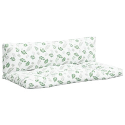 vidaXL Coussins de palette lot de 2 motif de feuilles tissu Oxford