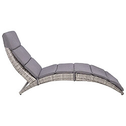 vidaXL Chaise longue pliable avec coussin Résine tressée Gris