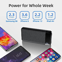 SANAG Power Bank 10000Mah Mince Petite Batterie Externe 2.4A Chargeur De Téléphone Portable Portable Pour Iphone Samsung Galaxy One Plus Xiaomi Ipad Android Plus (Noir, 1-Pak)