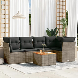 Maison Chic Salon de jardin 6 pcs avec coussins | Ensemble de Table et chaises | Mobilier d'Extérieur gris résine tressée -GKD99969