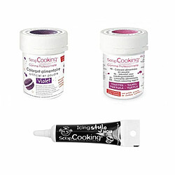 Scrapcooking 2 colorants alimentaires violet-pourpre + Stylo glaçage noir