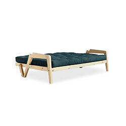 Acheter Inside 75 Canapé convertible futon GRAB pin naturel coloris bleu pétrole couchage 130 cm.