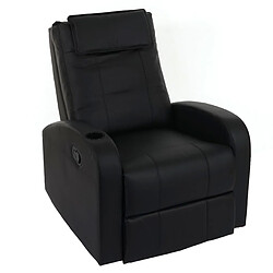 Mendler Fauteuil de télévision Durham, fauteuil relax, chaise longue, similicuir ~ noir