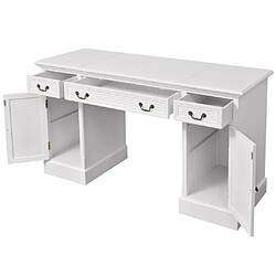 Acheter Maison Chic Bureau solide,Table de travail,Bureau d'ordinateur à double piédestal Blanc 140 x 48 x 80 cm -GKD41616