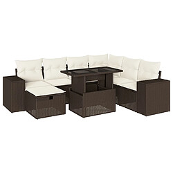 vidaXL Salon de jardin 8 pcs avec coussins marron résine tressée