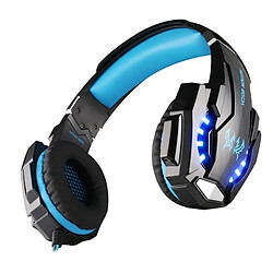 Wewoo Casque PC bleu et noir pour Ordinateur Portable / Tablette / Téléphones Portables, Longueur du Câble: Environ 2.2m + 3.5mm Jeu Gaming Écouteur Bandeau avec Microphone LED Lumière